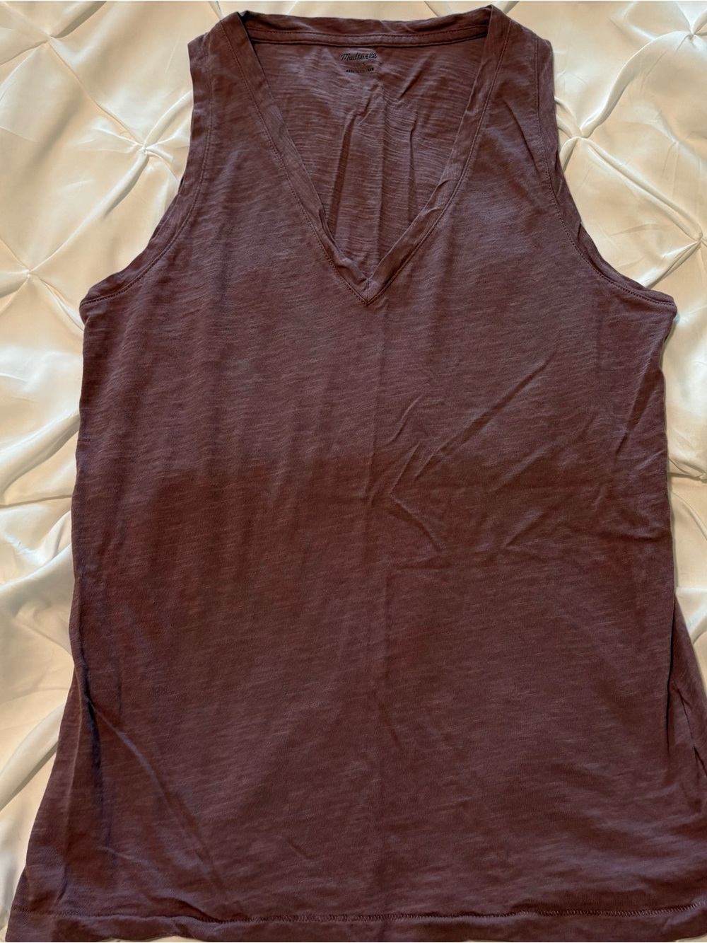 Madewell Whisper Cotton V-Neck Tank Top Heather Purple Women's Size Small